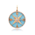 Charms & Pendants 14K Gold Turquoise and Pave Diamond Compass Charm, Medium
