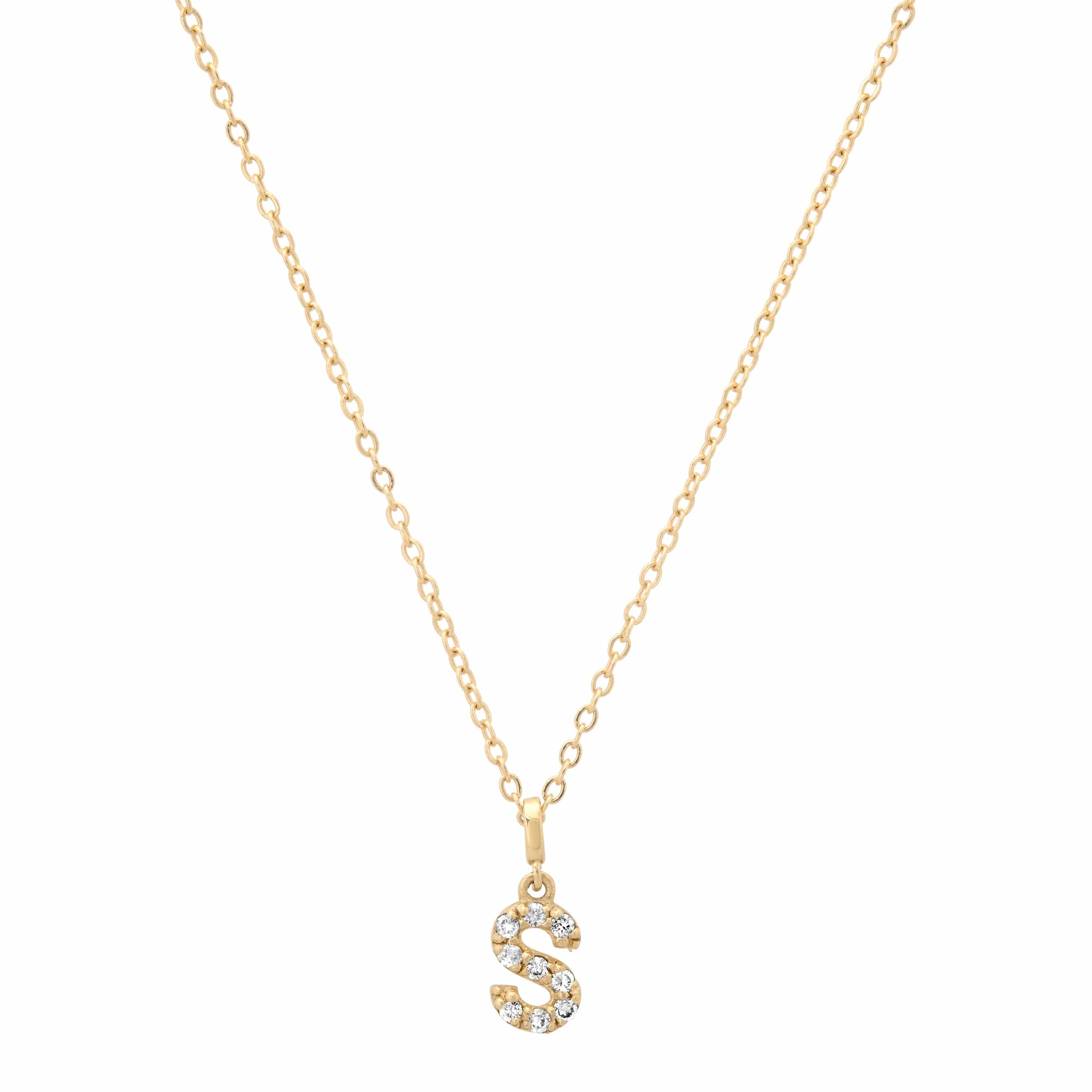Charms & Pendants A / Yellow Gold 14K Gold & Diamond Mini Initial Charms