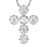 Charms & Pendants Diamond Asscher Cut Cross in Solid 18K Gold