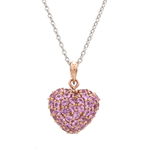 Charms & Pendants Puffy Pave Pink Sapphire Heart Charm