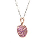 Charms & Pendants Puffy Pave Pink Sapphire Heart Charm