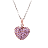 Charms & Pendants Puffy Pave Pink Sapphire Heart Charm