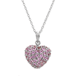 Charms & Pendants Puffy Pave Pink Sapphire Heart Charm