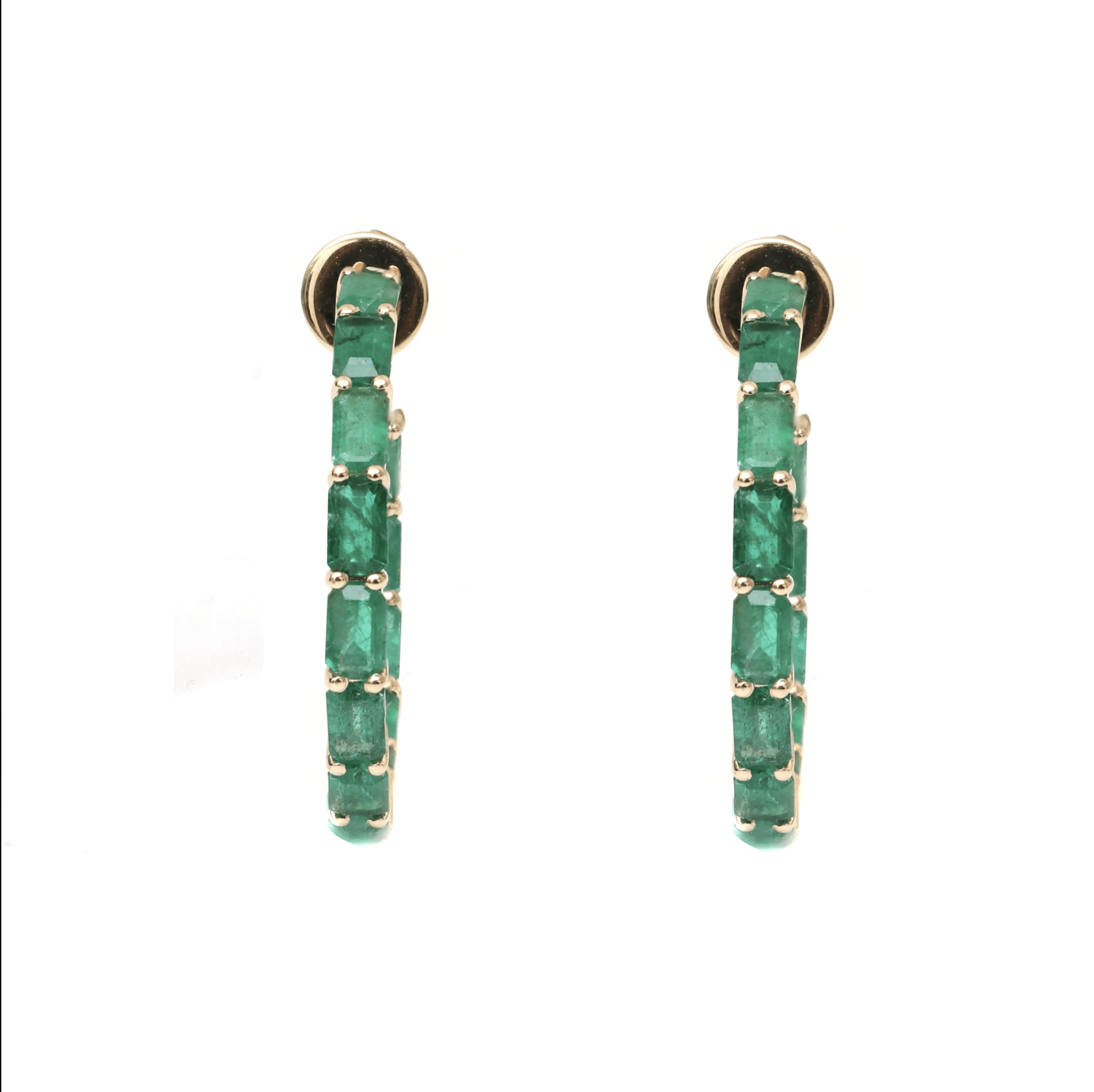 Earrings 14K & 18K Gold Emerald Hoop Earrings