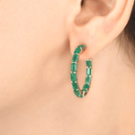Earrings 14K & 18K Gold Emerald Hoop Earrings