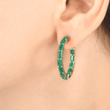 Earrings 14K & 18K Gold Emerald Hoop Earrings