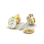 Earrings 14K & 18K Gold Oval Bezel Set Stud Earrings