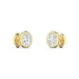 Earrings 14K & 18K Gold Oval Bezel Set Stud Earrings