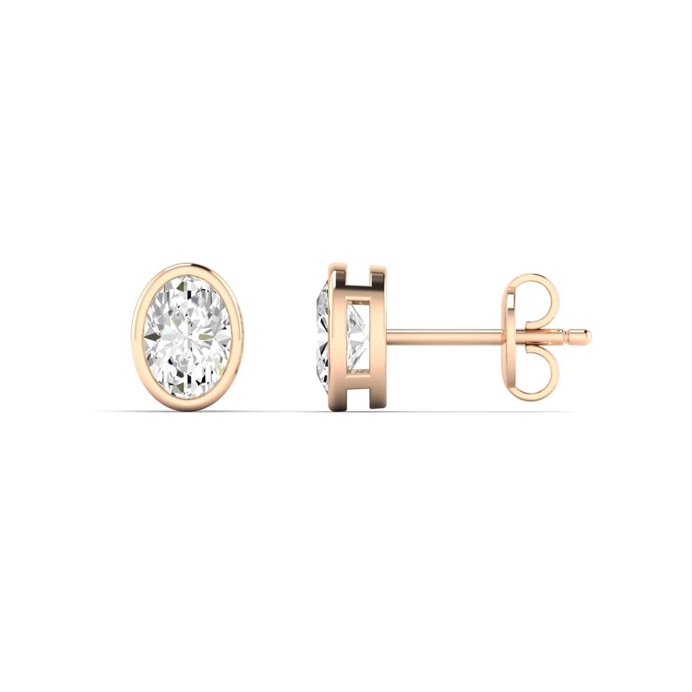 Earrings 14K & 18K Gold Oval Bezel Set Stud Earrings