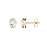 Earrings 14K & 18K Gold Oval Bezel Set Stud Earrings