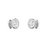 Earrings 14K & 18K Gold Oval Bezel Set Stud Earrings