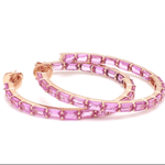 Earrings 14K & 18K Gold Pink Sapphire Inside Outside Hoop Earrings