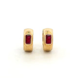 Earrings 14K & 18K Gold Ruby Sapphire Thick Hoop Earrings