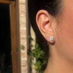 Earrings 14K & 18K Gold Step Cut Cushion Bezel Set Diamond Stud Earrings, Lab Grown