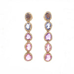 Earrings 14K and 18K Rose Cut Sapphire Ombre and Diamond Drop Earrings
