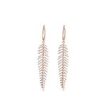 Earrings 14K Gold and Diamond Feather Drop Earrings