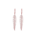 Earrings 14K Gold and Diamond Feather Drop Earrings