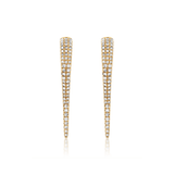 Earrings 14K Gold and "Pave" Diamond Dagger Hoops Earrings, Large