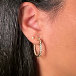 Earrings 14K Gold Diamond Inside-Outside Hoop Earrings in three sizes, Lab Grown