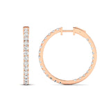 Earrings 14K Gold Diamond Inside-Outside Hoop Earrings in three sizes, Lab Grown