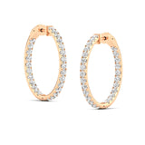 Earrings 14K Gold Diamond Inside-Outside Hoop Earrings in three sizes, Lab Grown