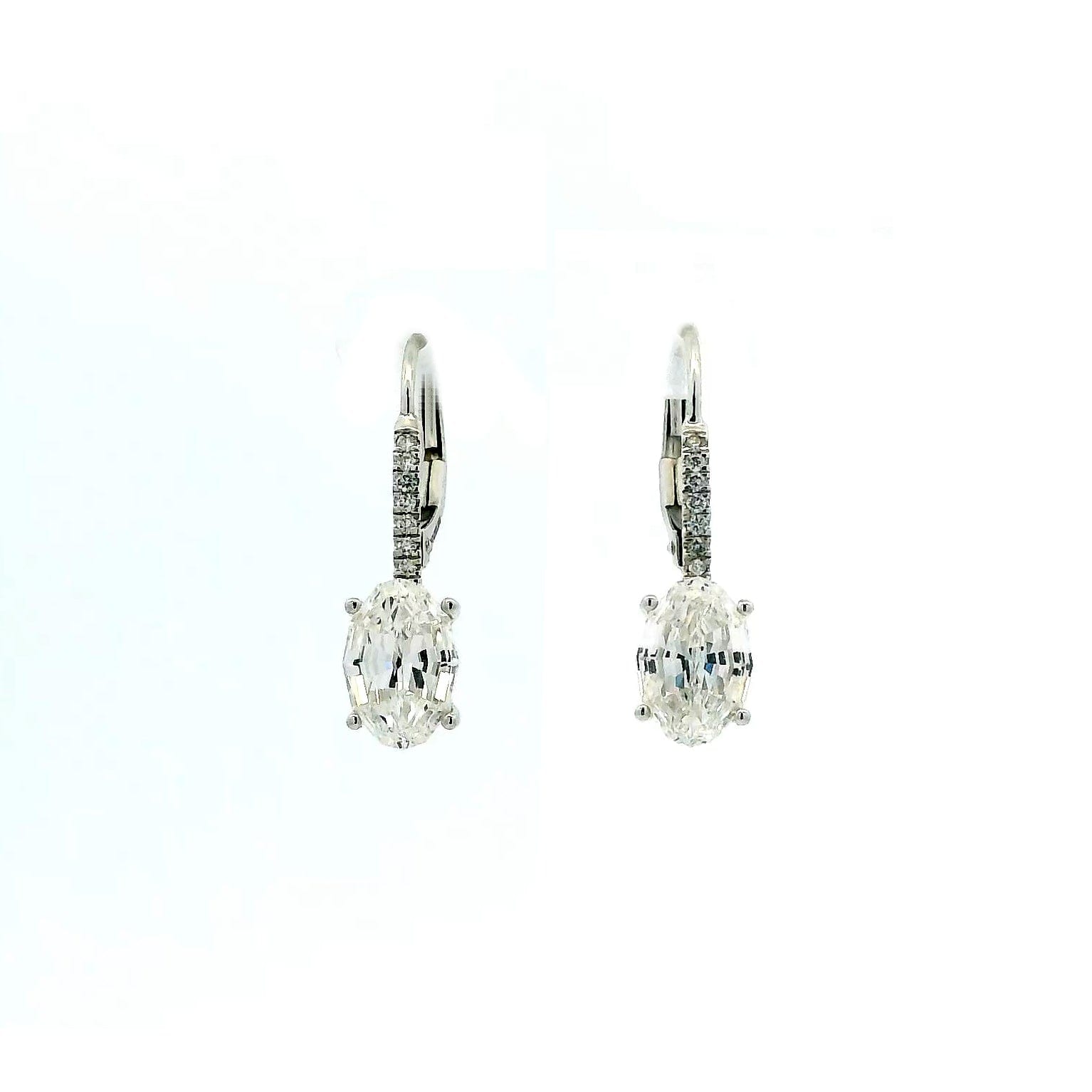 Earrings 14K Gold Pave Diamond Step Oval Cut Diamond Drop Earrings, Lab Grown Diamonds