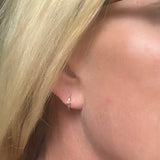 Earrings 14K Gold Single Diamond Brushed Huggie Hoops Earrings