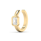 Earrings 14K or 18K Gold East West Emerald Cut Diamond Cuff Hoop Earring, lab grown