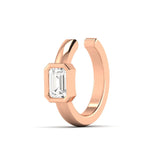 Earrings 14K or 18K Gold East West Emerald Cut Diamond Cuff Hoop Earring, lab grown