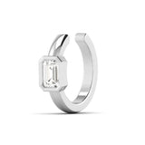 Earrings 14K or 18K Gold East West Emerald Cut Diamond Cuff Hoop Earring, lab grown