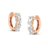 Earrings 14K or 18K Gold East West Emerald Cut Diamond Huggie Hoop Earrings, lab grown