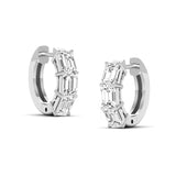 Earrings 14K or 18K Gold East West Emerald Cut Diamond Huggie Hoop Earrings, lab grown