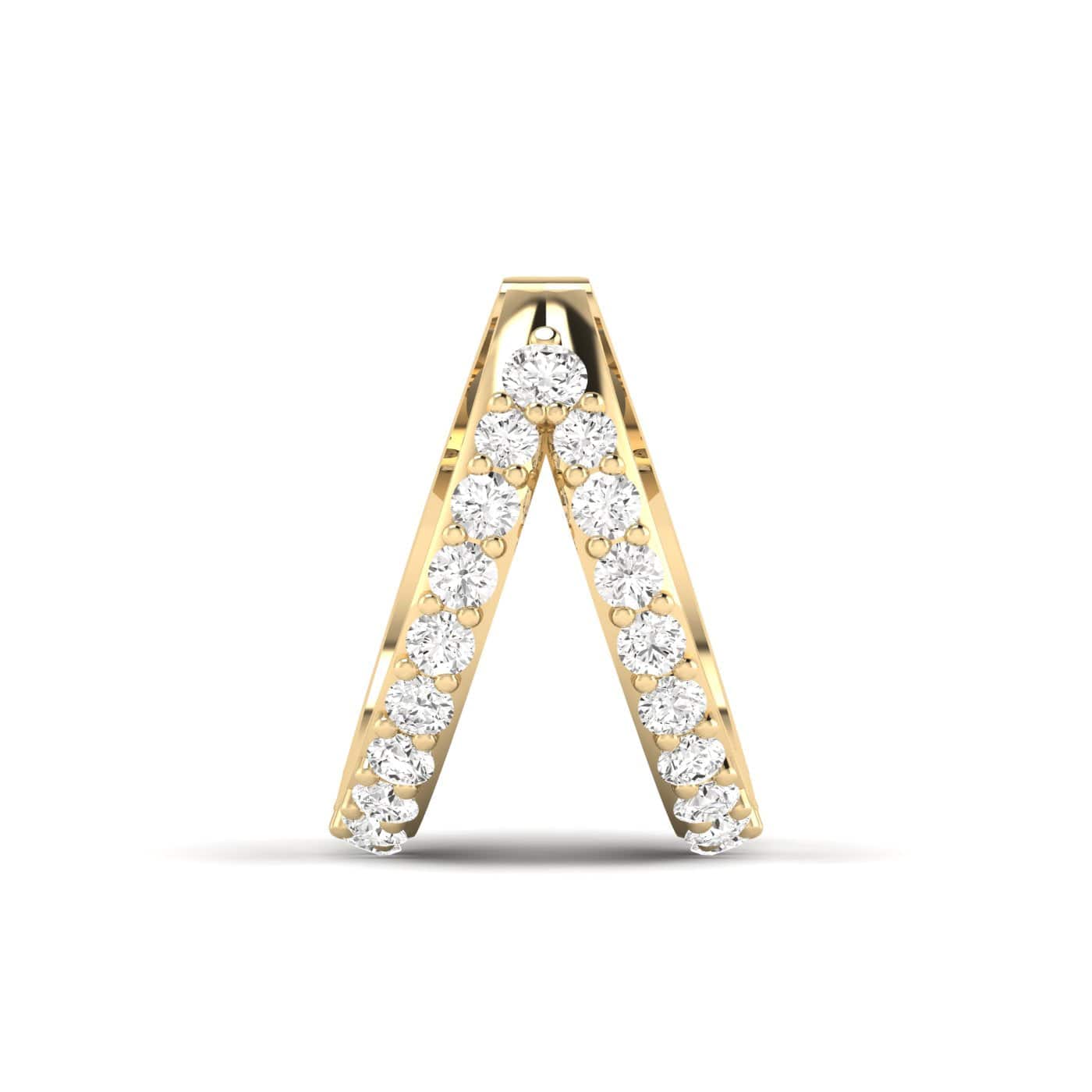 Earrings 14K or 18K Gold Two Hoop Pave Diamond Cuff Earring, lab grown