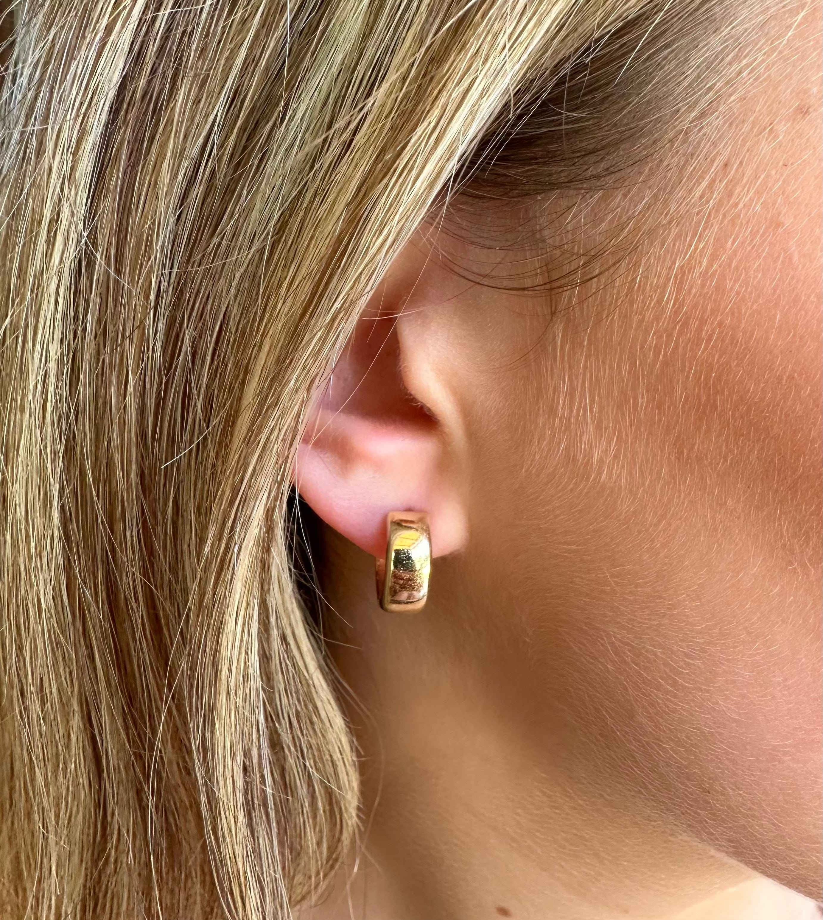Earrings 14K Thick Gold Dome Hoop Earrings