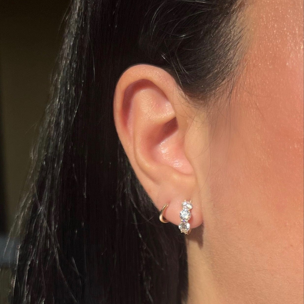Earrings 18K Gold Diamond Huggie Hoop Earrings, lab grown