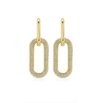 Earrings 2 Ring Paperclip and Pave Diamond Drop Earrings