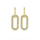Earrings 2 Ring Paperclip and Pave Diamond Drop Earrings
