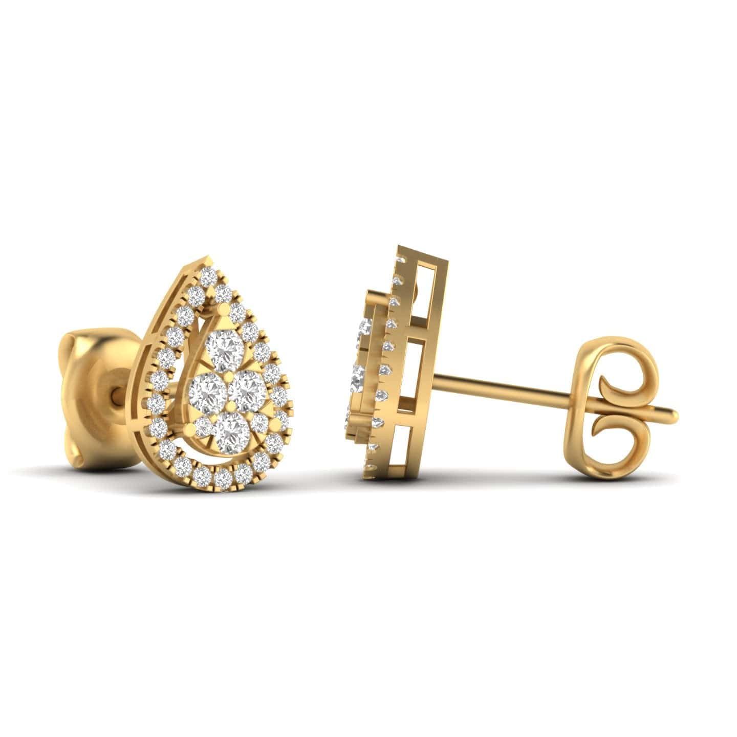 Earrings Halo Pear Diamond Stud Earrings, Lab Grown