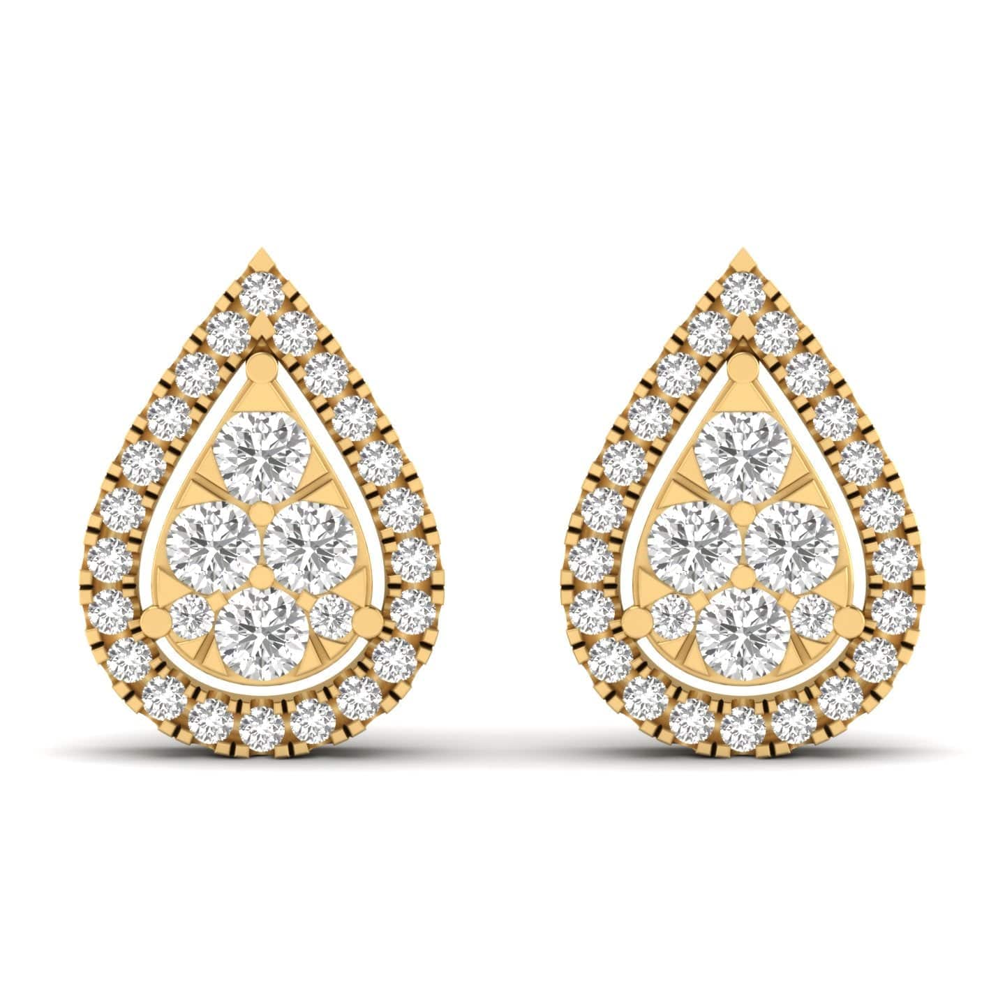 Earrings Halo Pear Diamond Stud Earrings, Lab Grown