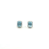 Earrings Rose Gold / 14K 14K & 18K Gold Aquamarine and Halo Diamond Stud Earrings (Copy)