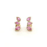 Earrings Rose Gold / 14K 14K & 18K Gold Three Pear Pink Sapphire and Diamond Crawler Earrings