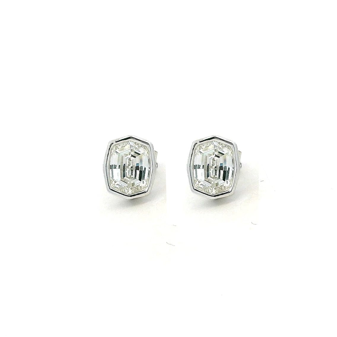 Earrings Rose Gold / 14K / .5 carats total weight 14K & 18K Gold Step Cut Cushion Bezel Set Diamond Stud Earrings, Lab Grown