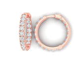 Earrings Rose Gold / 14K Inside Outside Medium Diamond Hoop Earrings Lab Grown