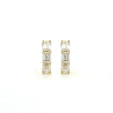 Earrings Rose Gold 14K or 18K Gold East West Emerald Cut Diamond Huggie Hoop Earrings, lab grown