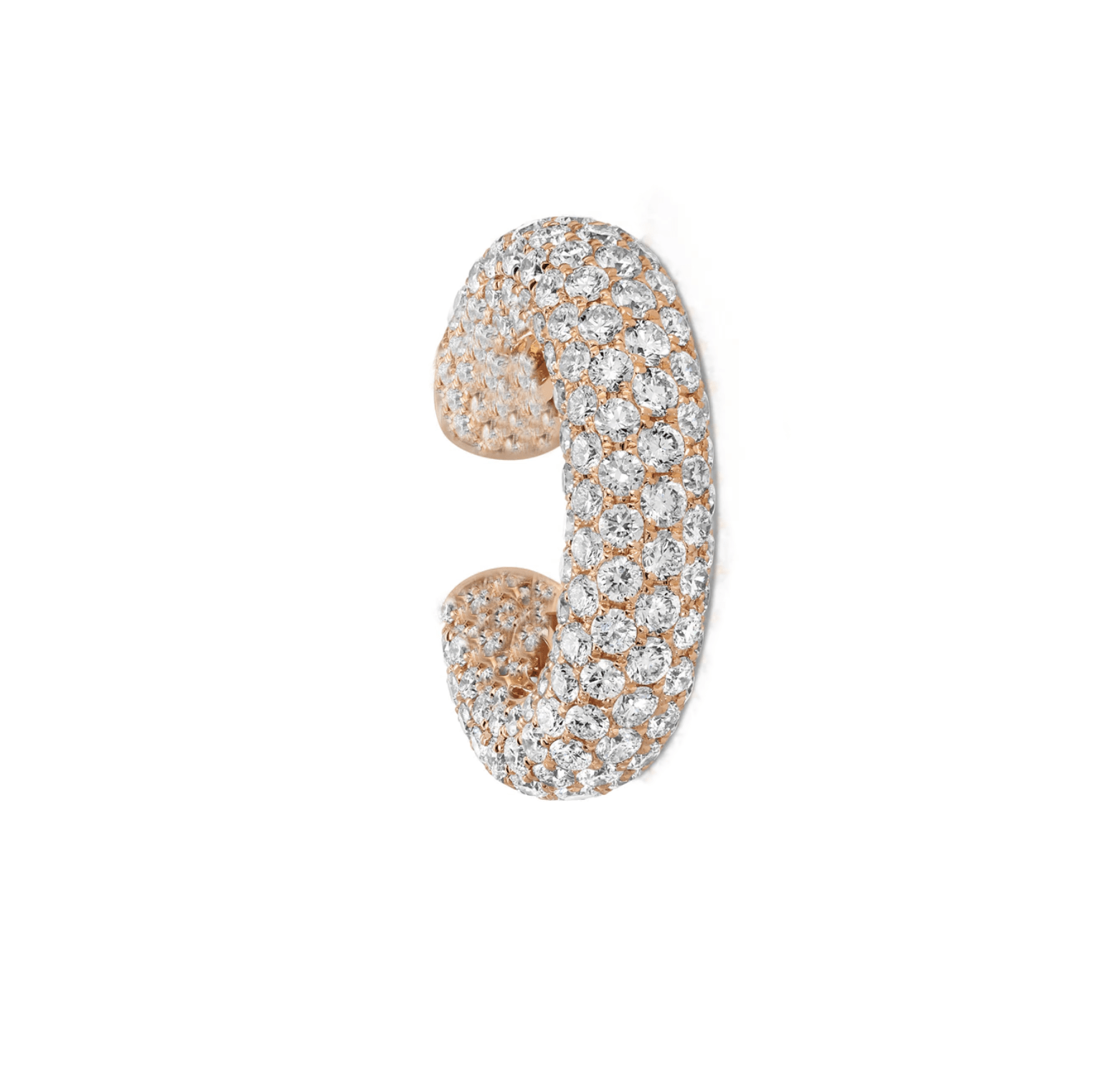 Earrings Rose Gold 14K or 18K Gold Pave Diamond Cuff Earring