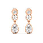Earrings Rose Gold / 14K Trio Pear Diamond Bezel Set Drop Earrings, Lab Grown