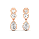 Earrings Rose Gold / 14K Trio Pear Diamond Bezel Set Drop Earrings, Lab Grown
