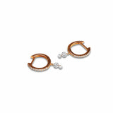 Earrings Rose Gold 18K Gold Drilled Double Diamond Huggie Hoops Earrings