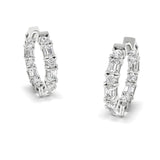 Earrings Round and Emerald Cut Diamond Hoop Earrings Lab Grown