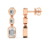 Earrings Trio Emerald Cut Diamond Bezel Set Drop Earrings, Lab Grown